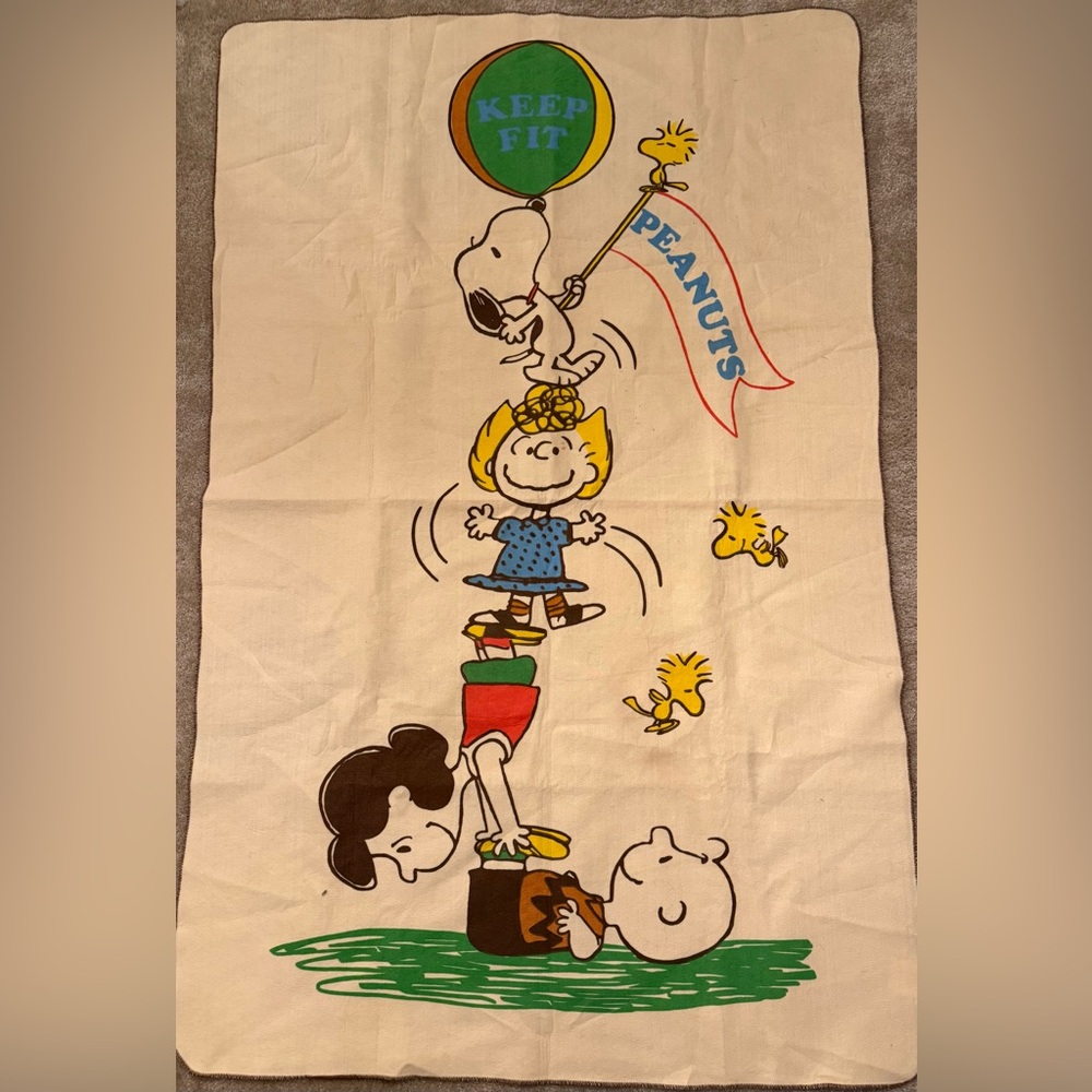 Vintage Chatham Peanuts Snoopy “Keep Fit” Blanket